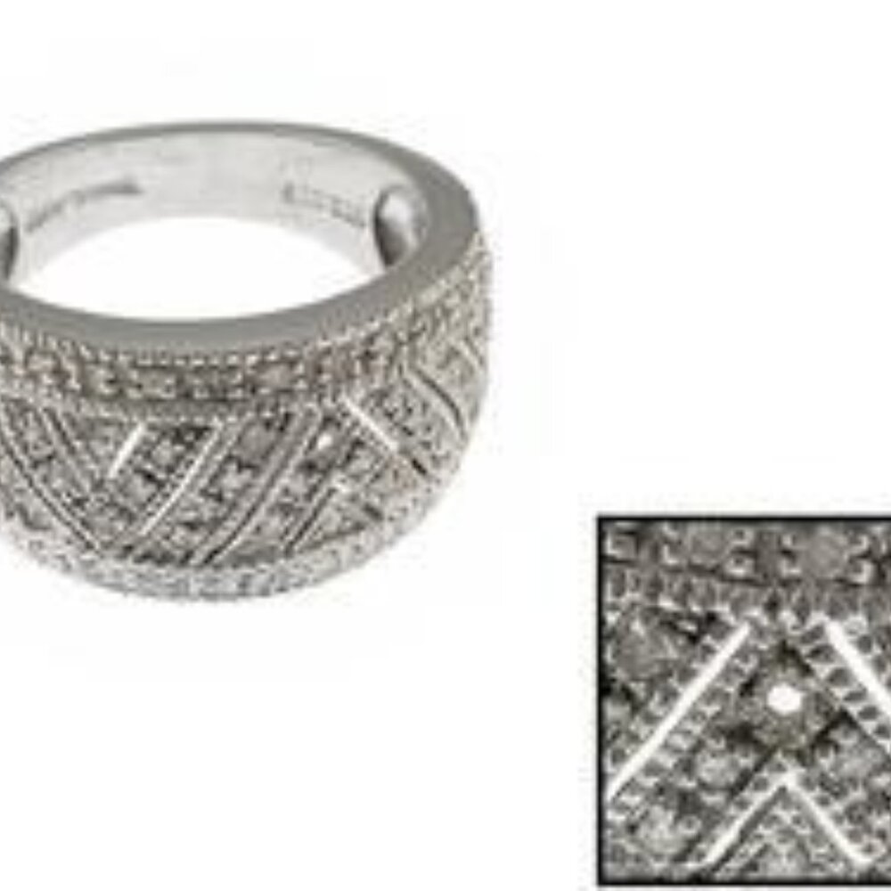 Scratch&Dent -- BOLD Sterling Silver 0.33ctw Round Diamond Zig-Zag Design Ring - Picture 9 of 9